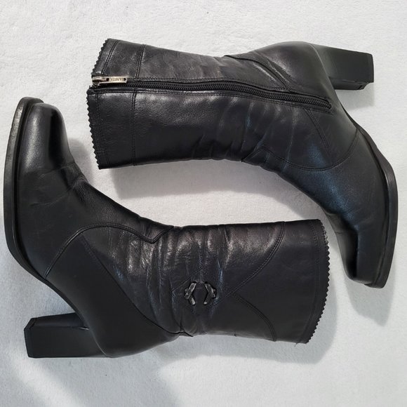 Janita Calf High Heeled Boots 22890, Black SZ 37 - Picture 5 of 15